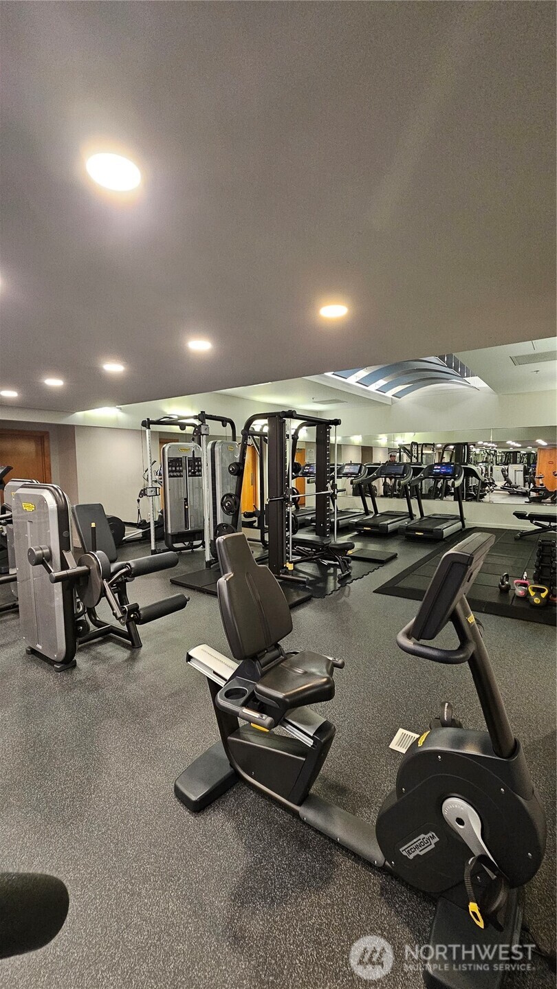 Well-maintained fitness facility with ample workout space.