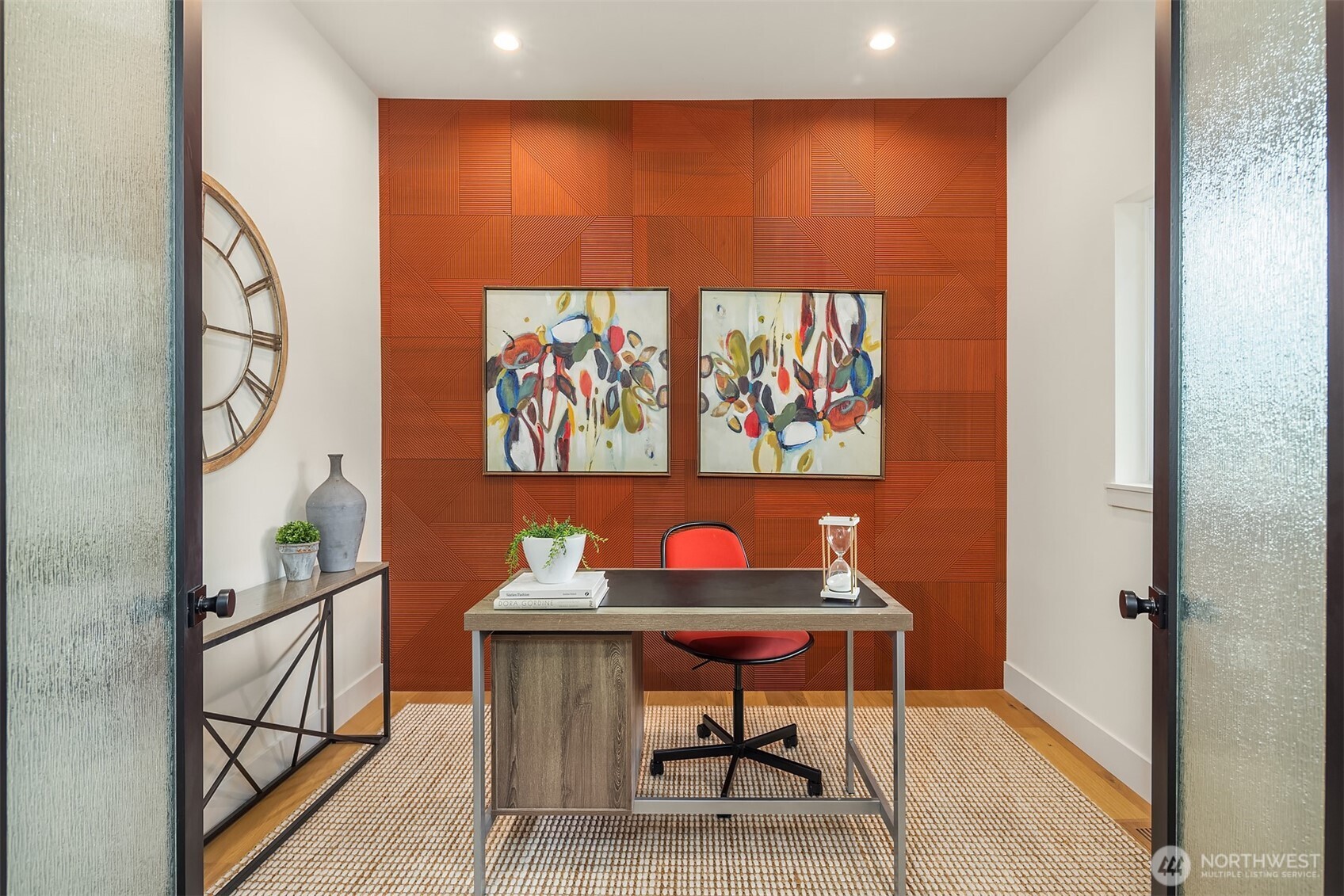 Dedicated home office with accent wall detail