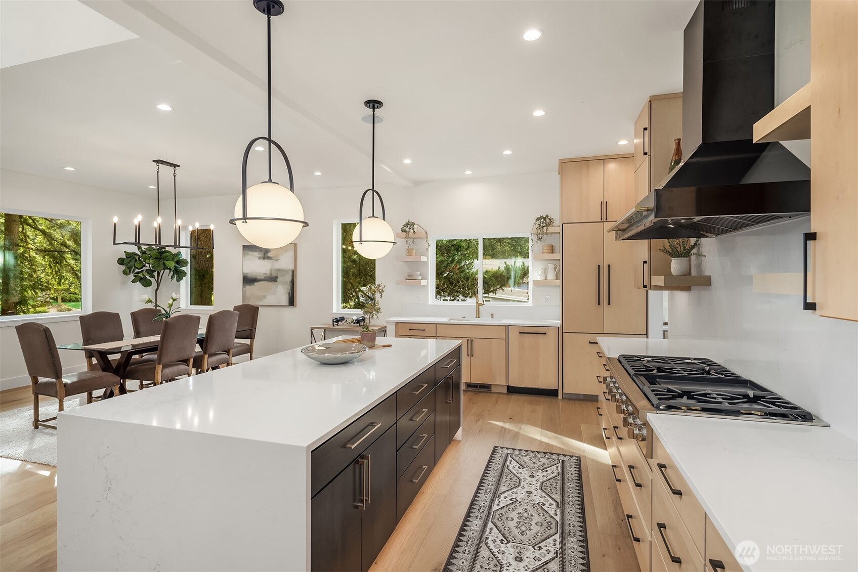 Abundant countertop and cabinet space