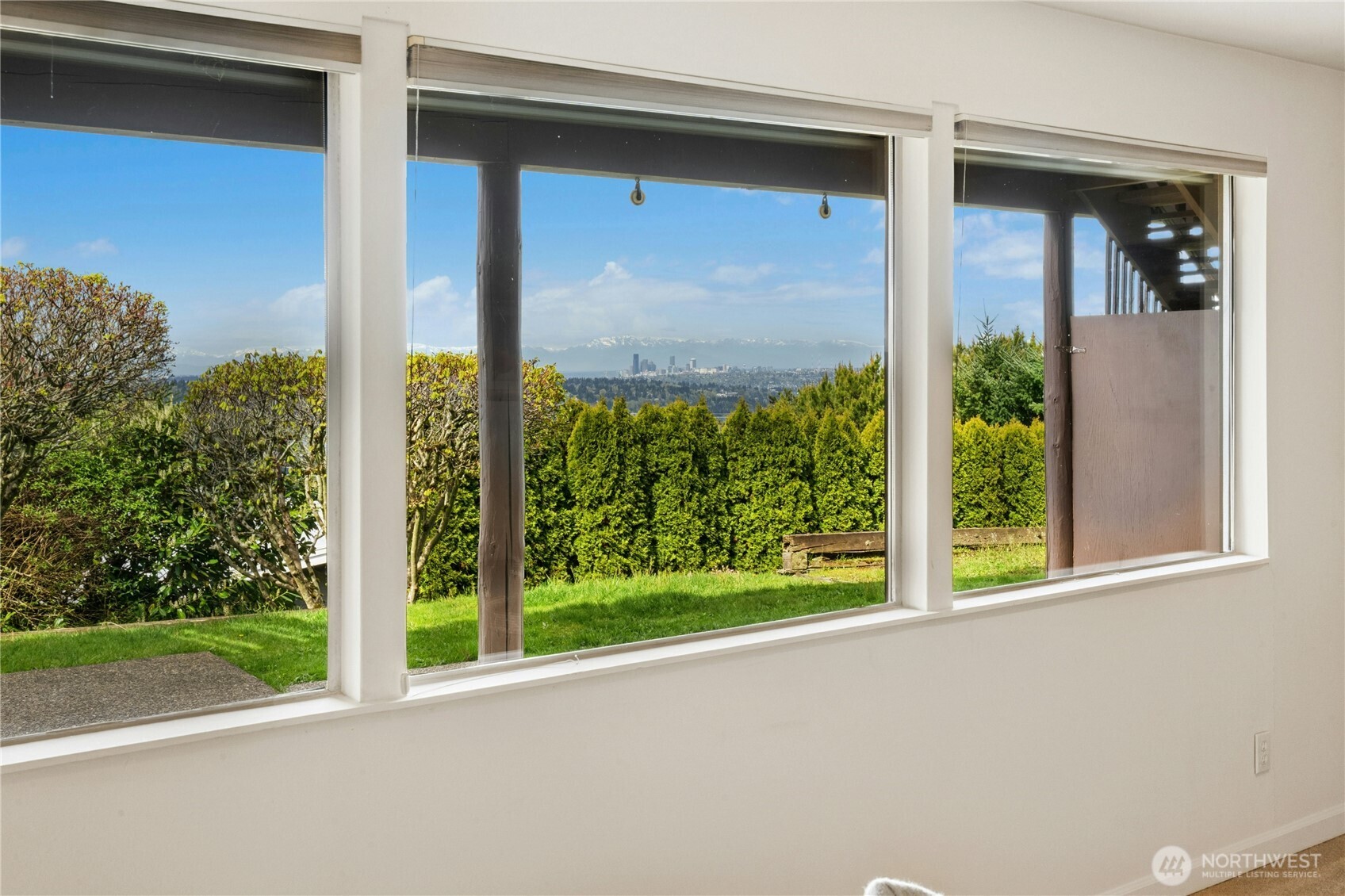 Seattle skyline views from the lower family room