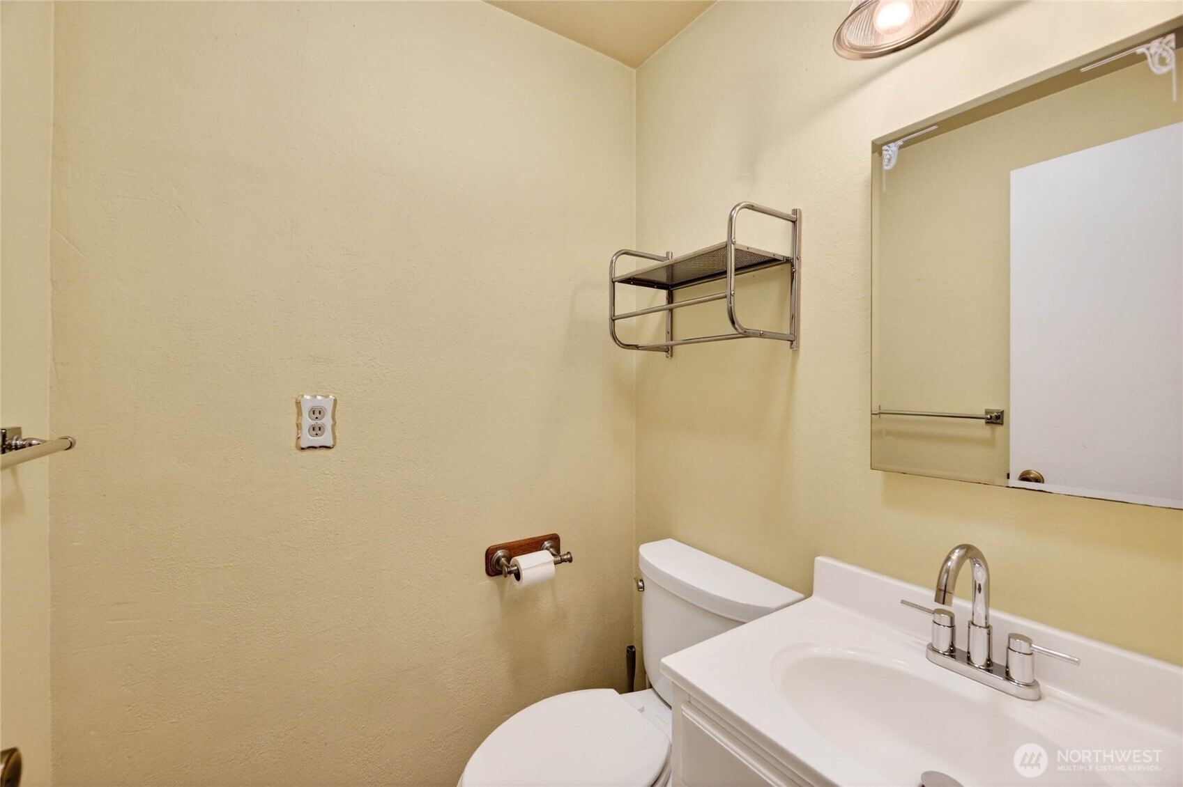 ½ BATH  NEW flooring / Single vanity and toilet