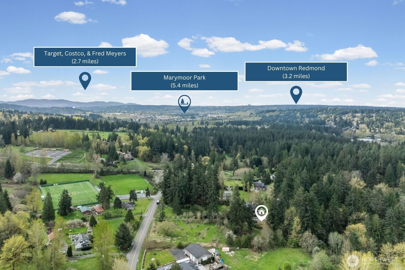 Close proximity to major shopping destinations including Target, Costco, Fred Meyer, and vibrant Downtown Redmond.