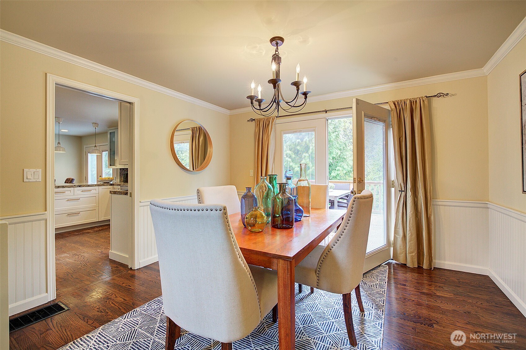 Dining room with French doors to deck