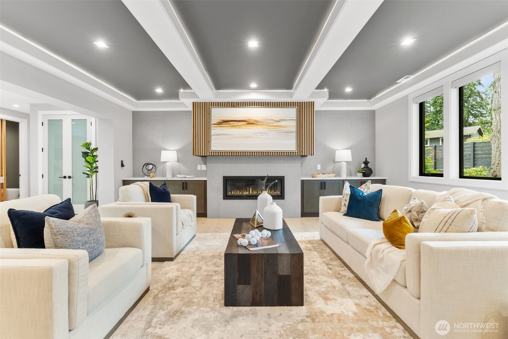 Textured Fireplace Mantel & Art Walls