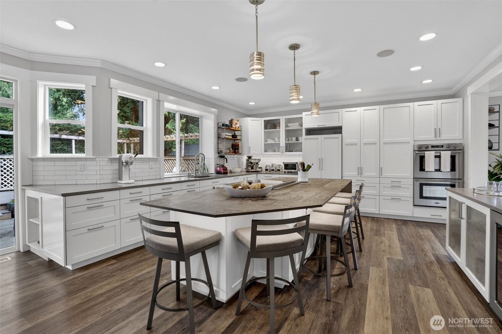 Center Island w/Seating & Storage + Wine Fridge
