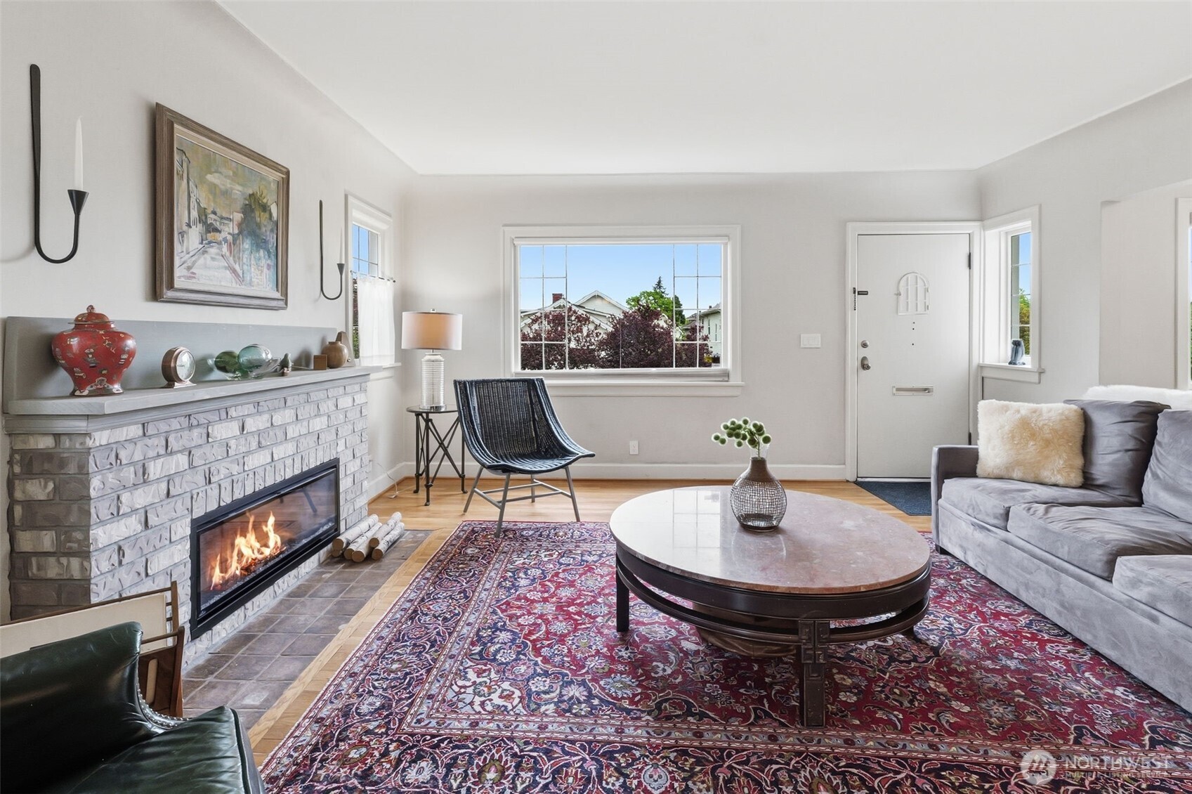 Clean and cozy electric fireplace