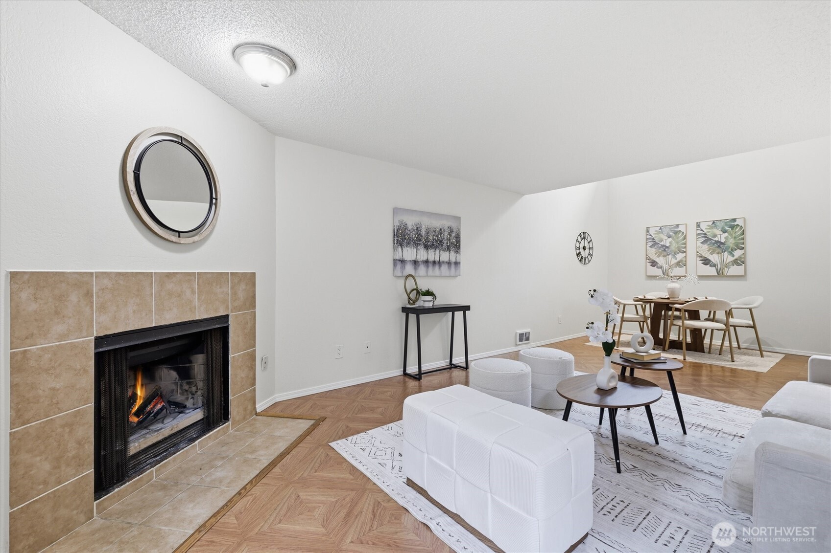 Wood burning fireplace perfect for cozy nights in.