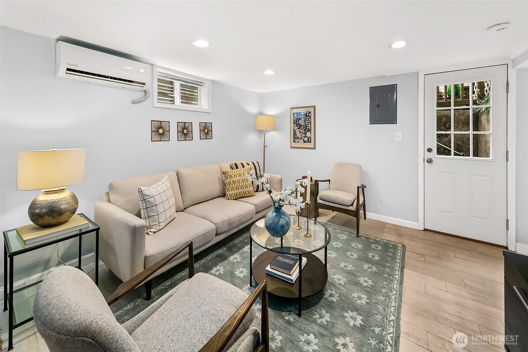 The finished lower level is accessed via the backyard or through the laundry area.