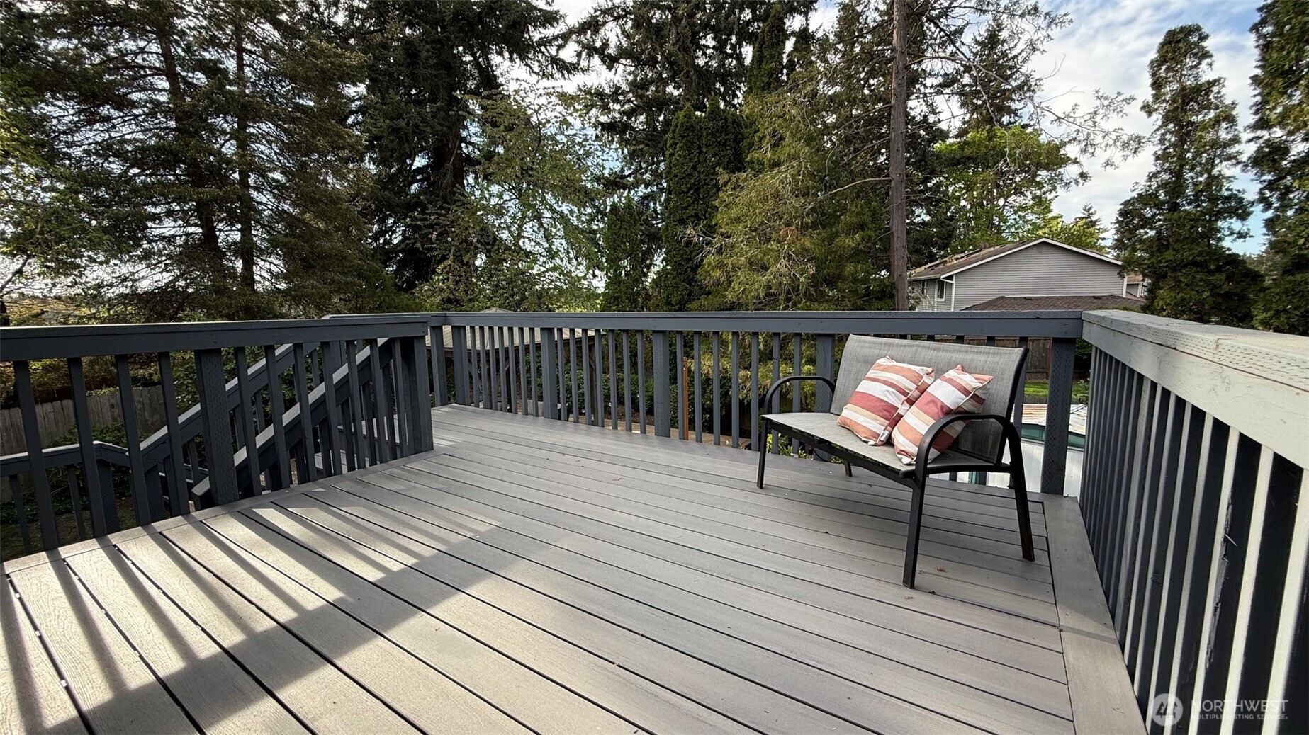 Back yard level private and fenced. Turf for low maintenance and all year green.