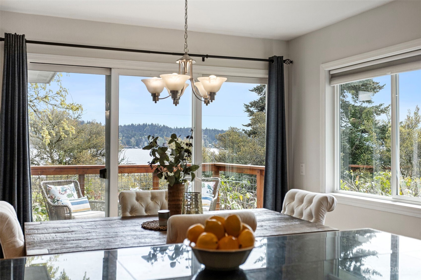 The newer glass doors allows a lot of light to enter this space. This view is from the kitchen, wow!