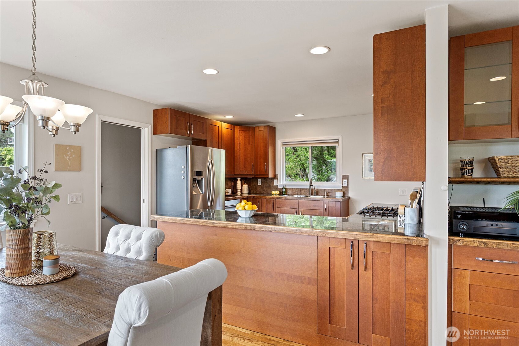 A view of the access to the attached garage from the kitchen, keeping those groceries dry!