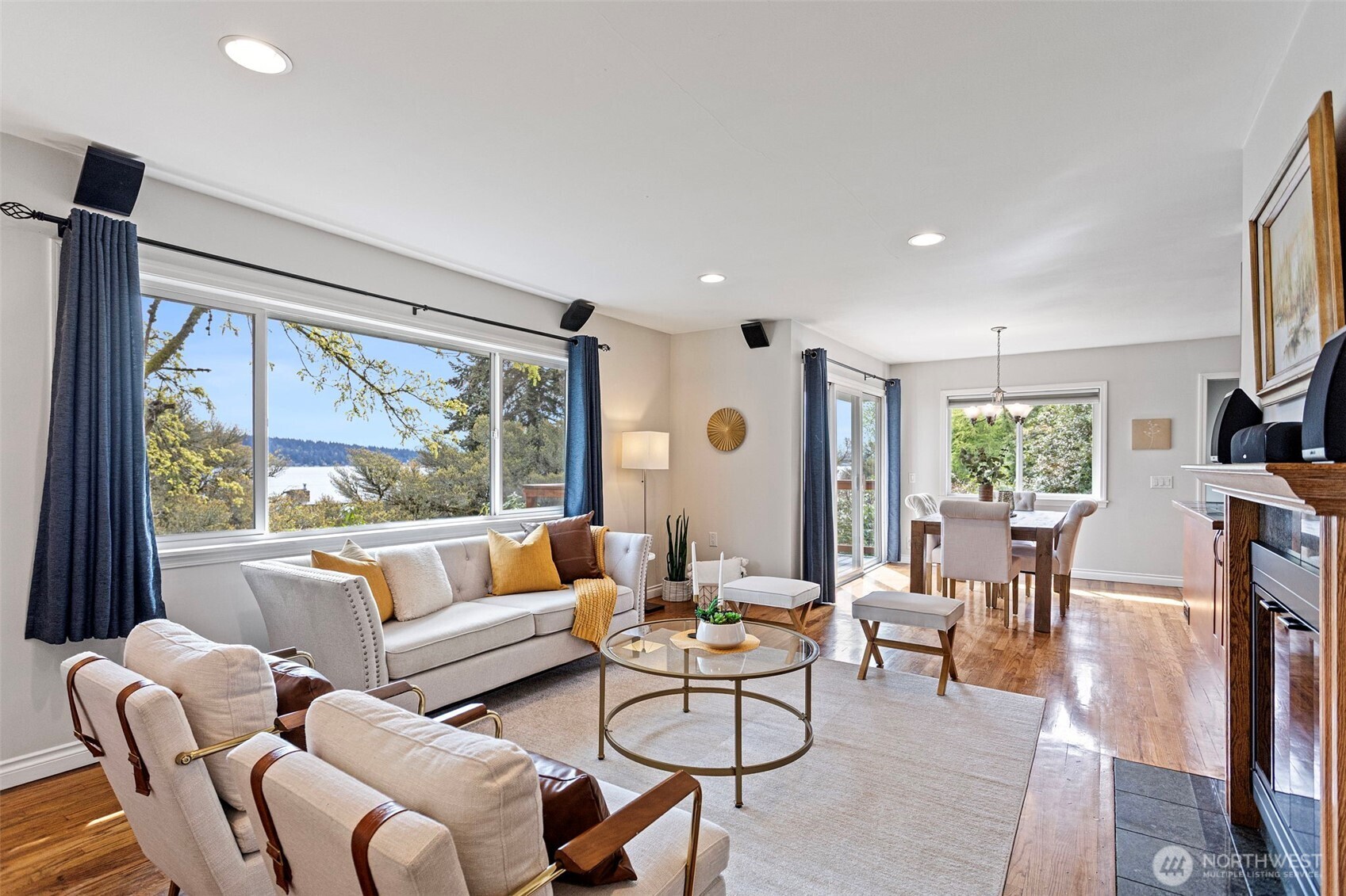 Living Room - the heart of the home, filled with natural light from the expansive Lake WA just steps away. Perfectly positioned to take in the sweeping views