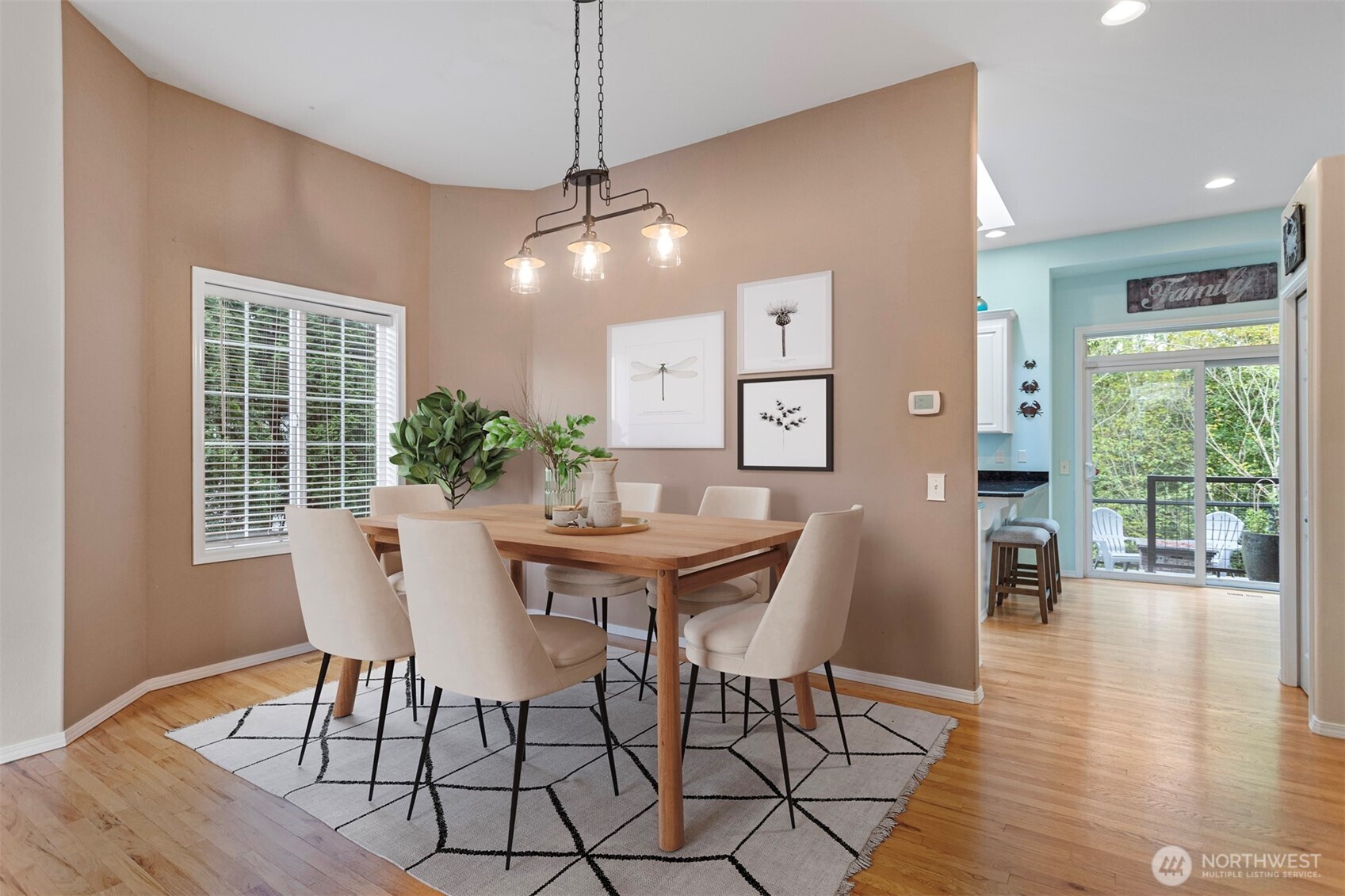 Virtually staged dining room.