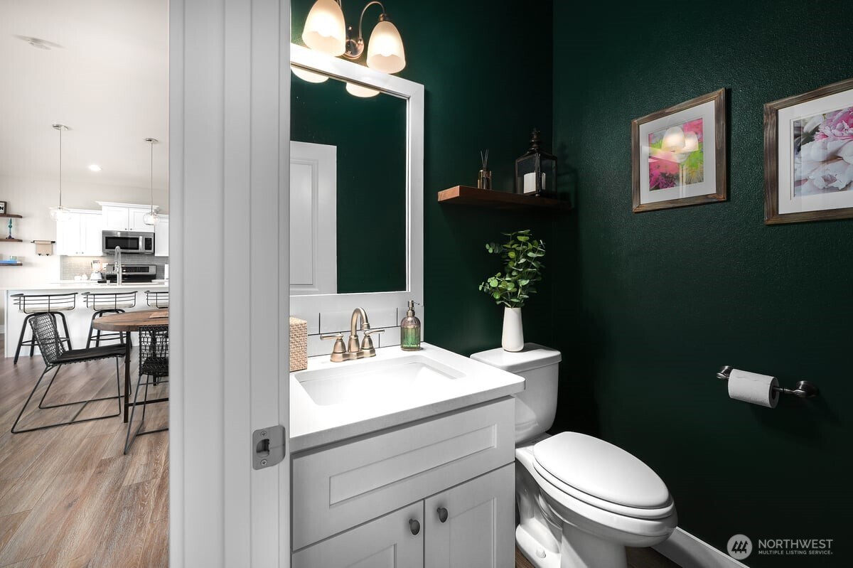 Stylish powder room is guest ready!