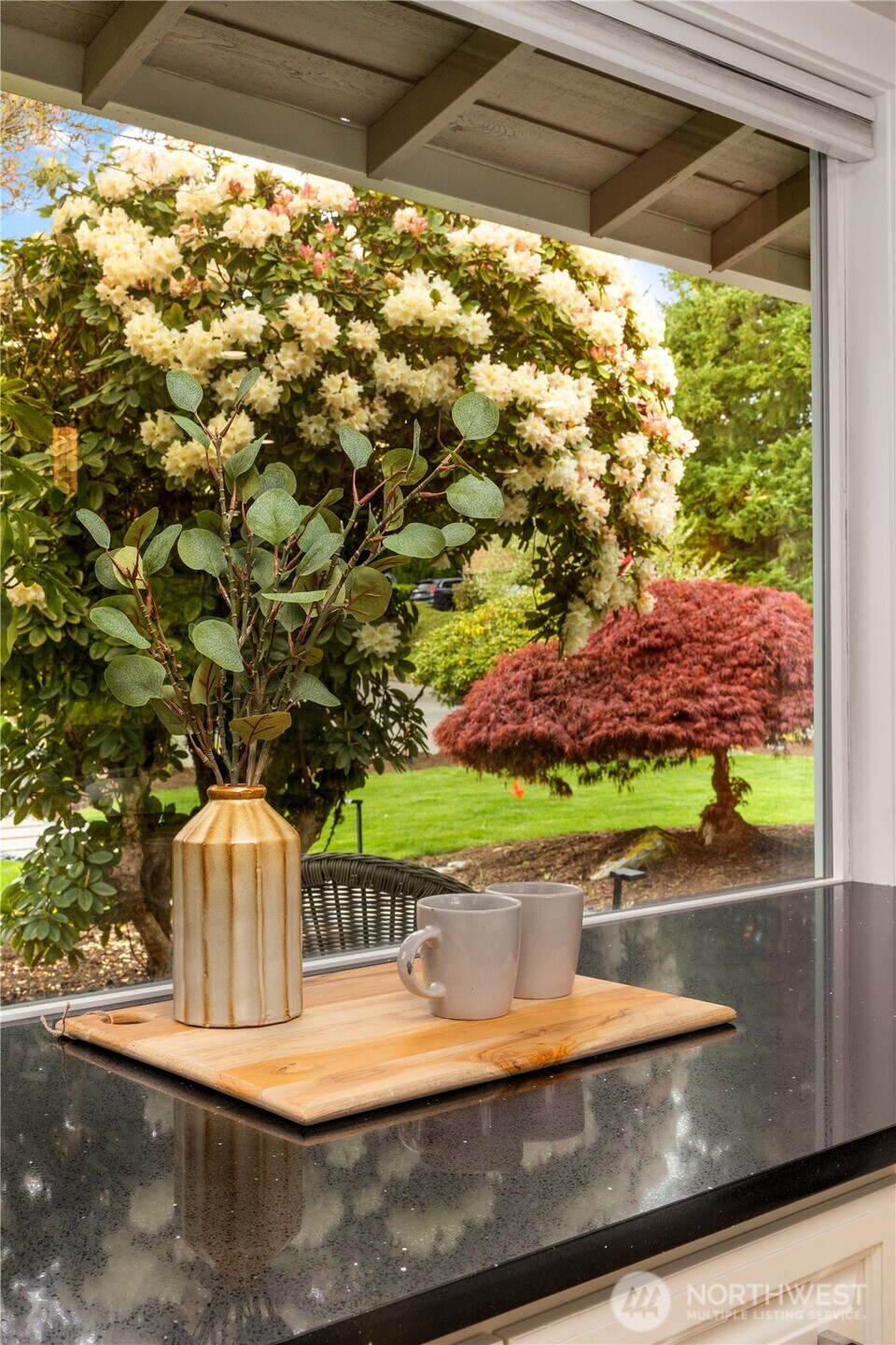 From the kitchen looking outside.
