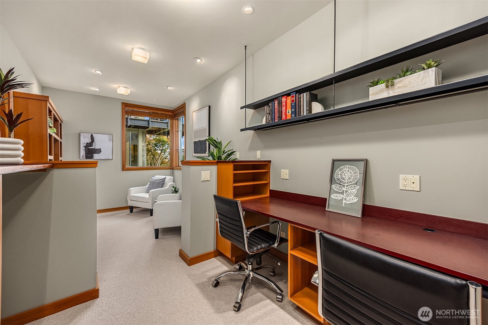 The main floor den offers work-from-home comfort with a view!