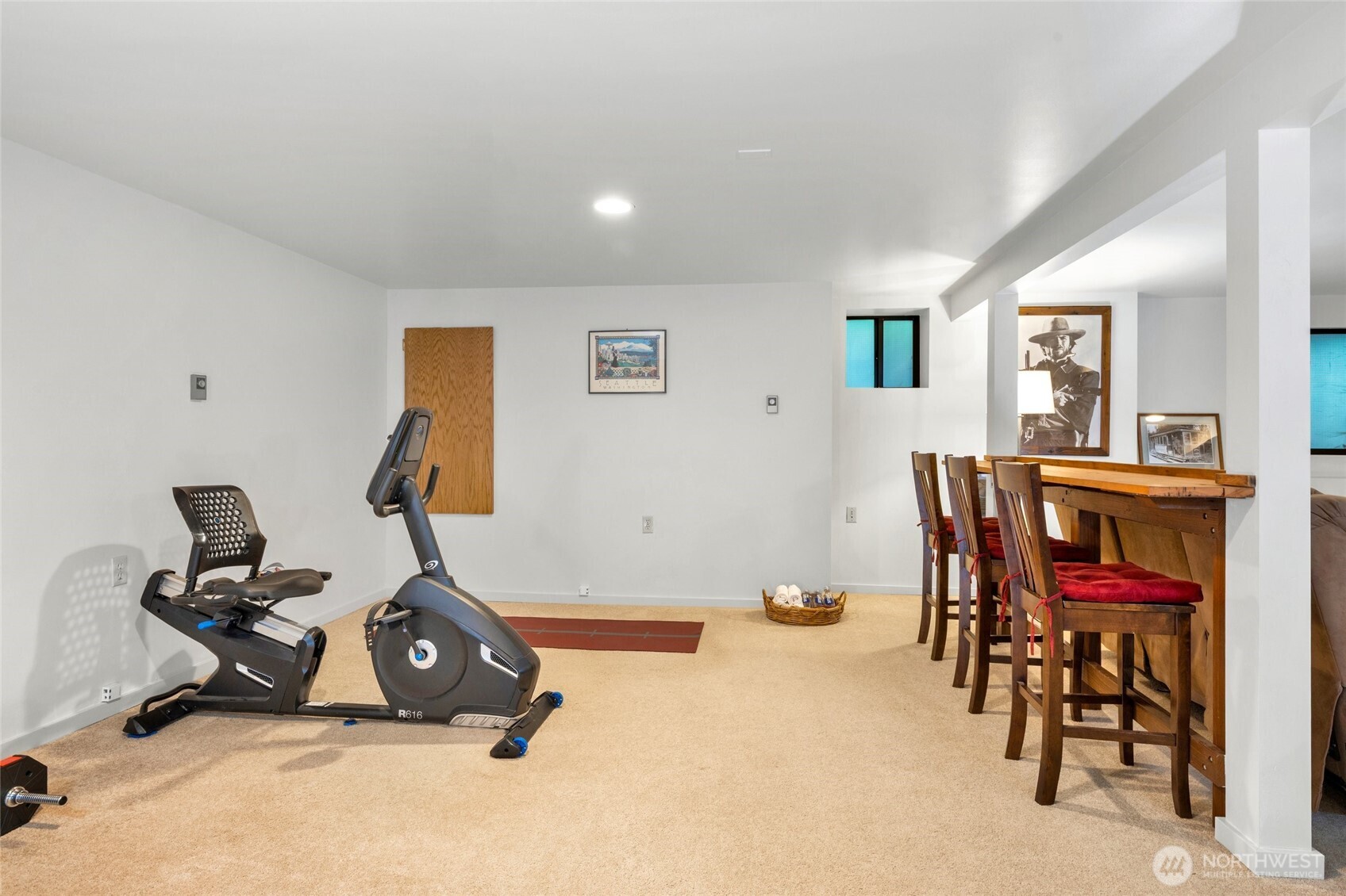This space is great for a workout area, watching movies, hanging out, whatever your heart desires