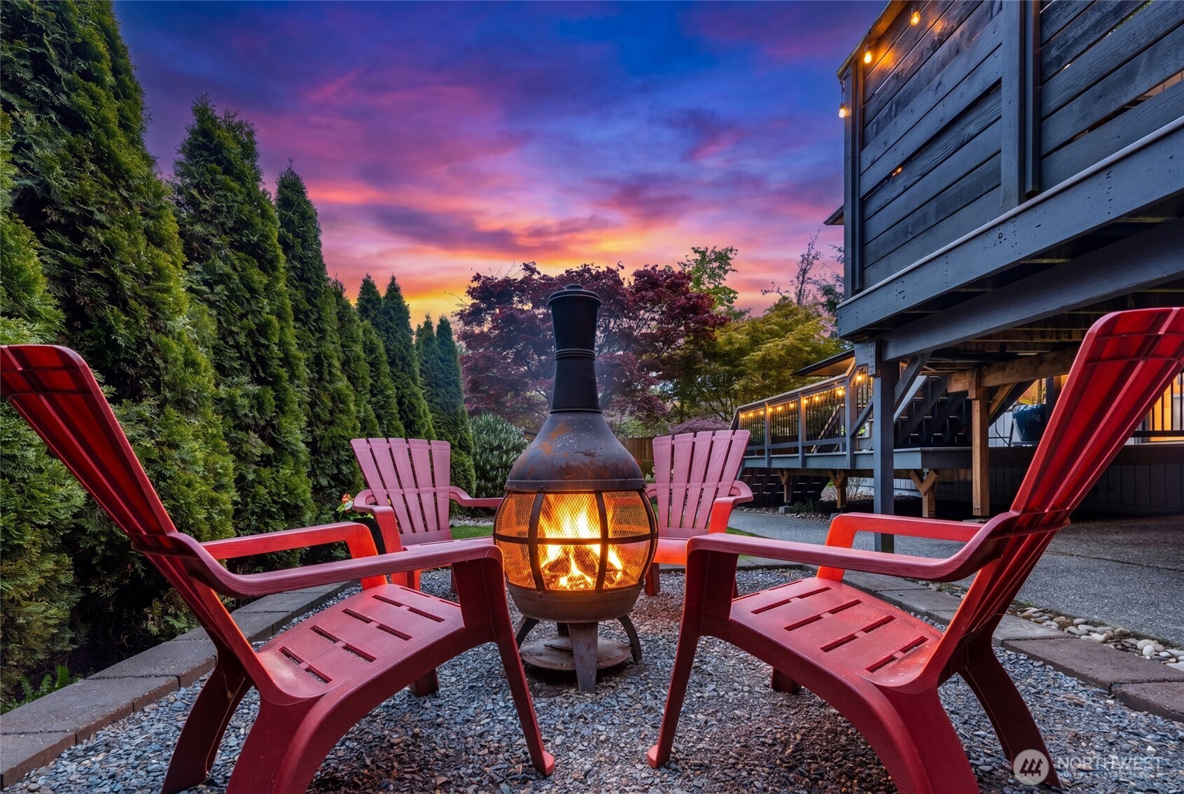 Lovely firepit area below deck