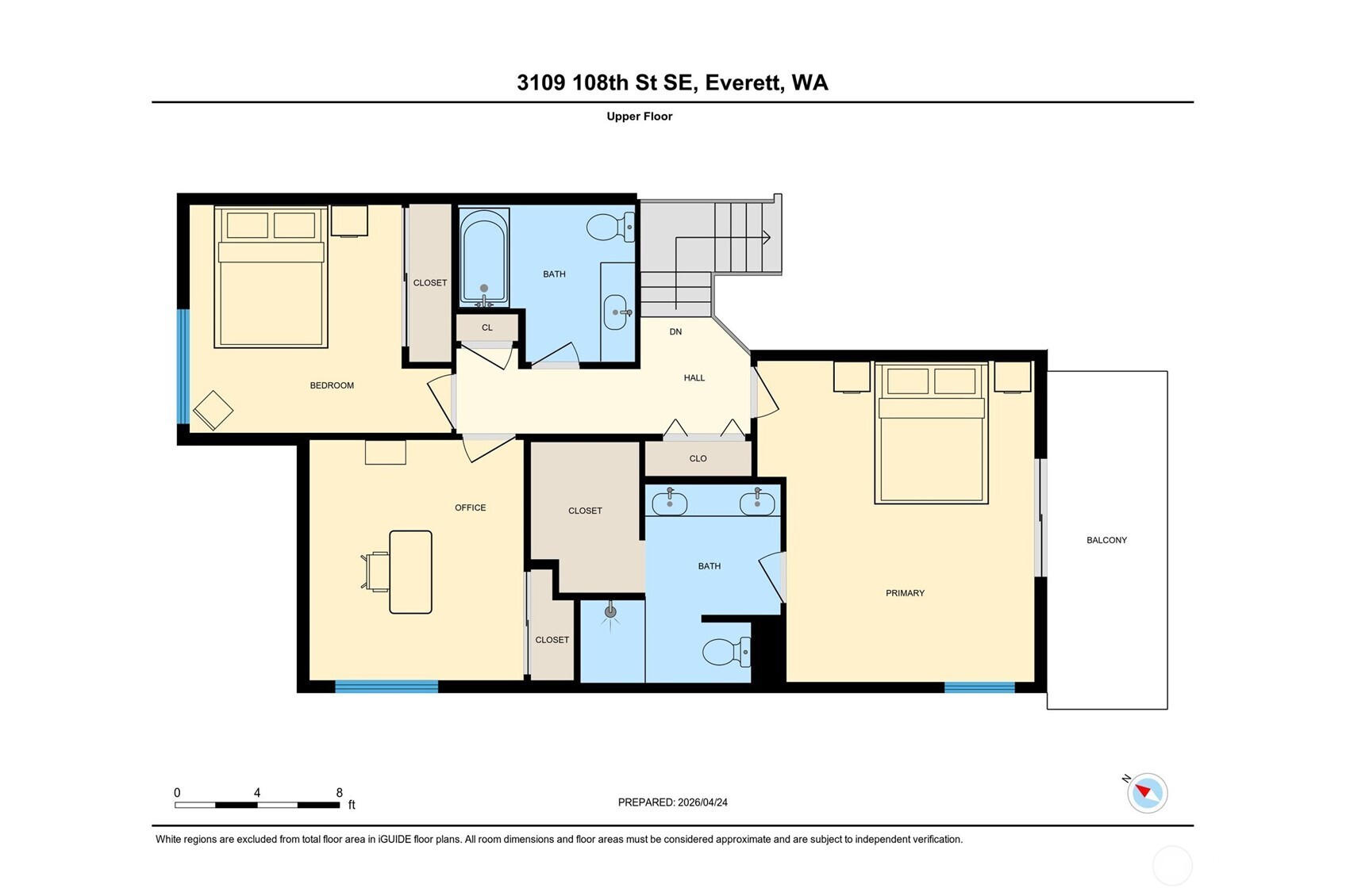 Upstairs you will find the primary bedroom and bath, two additional bedrooms and the main bathroom