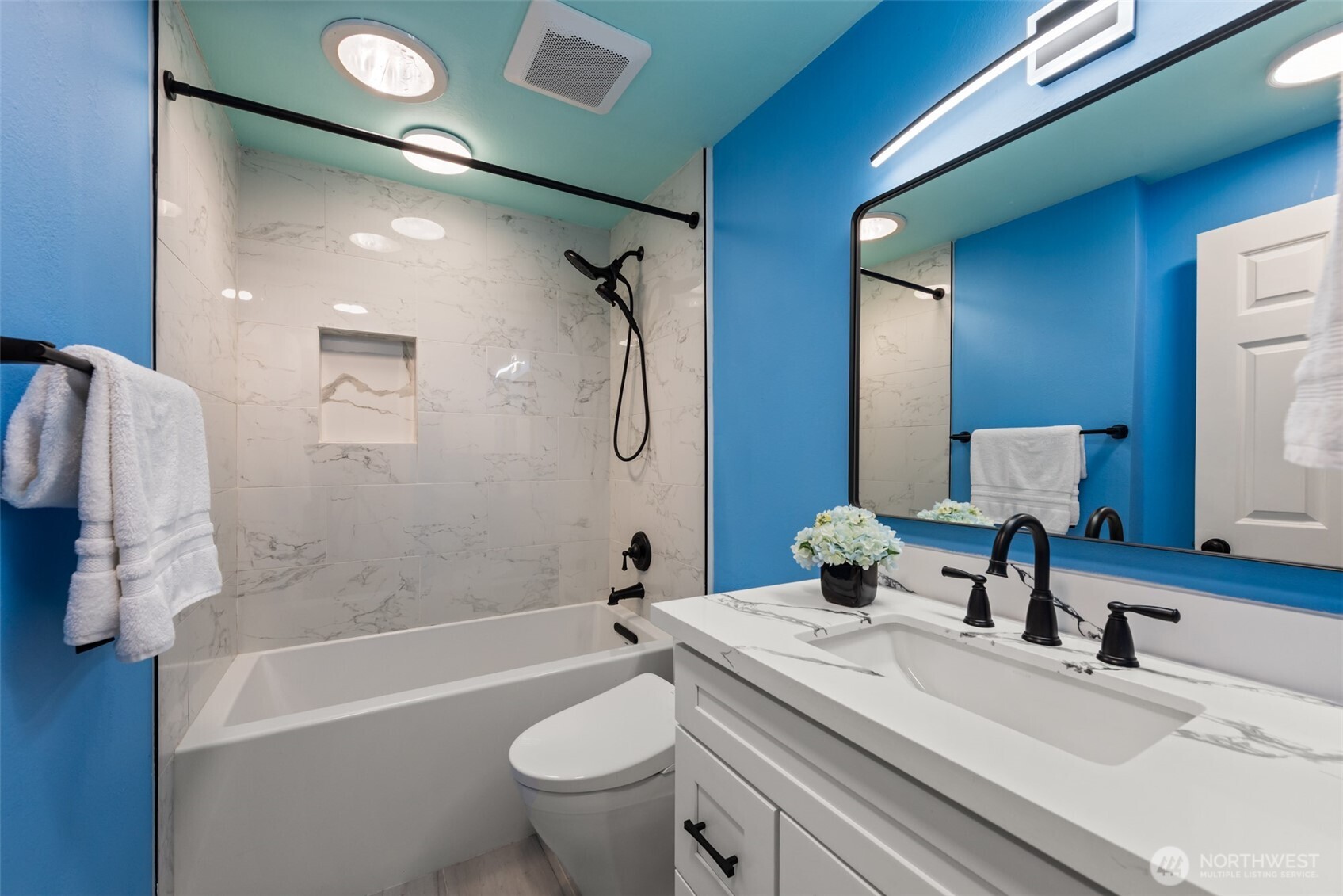 Remolded 2nd bathroom with nice vanity, automatic Toto bidet and shower