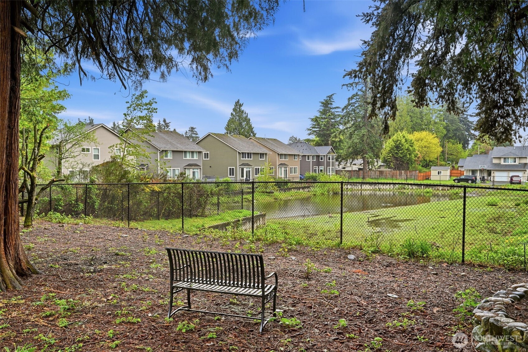 Enjoy a hot coffee in the morning by the pond