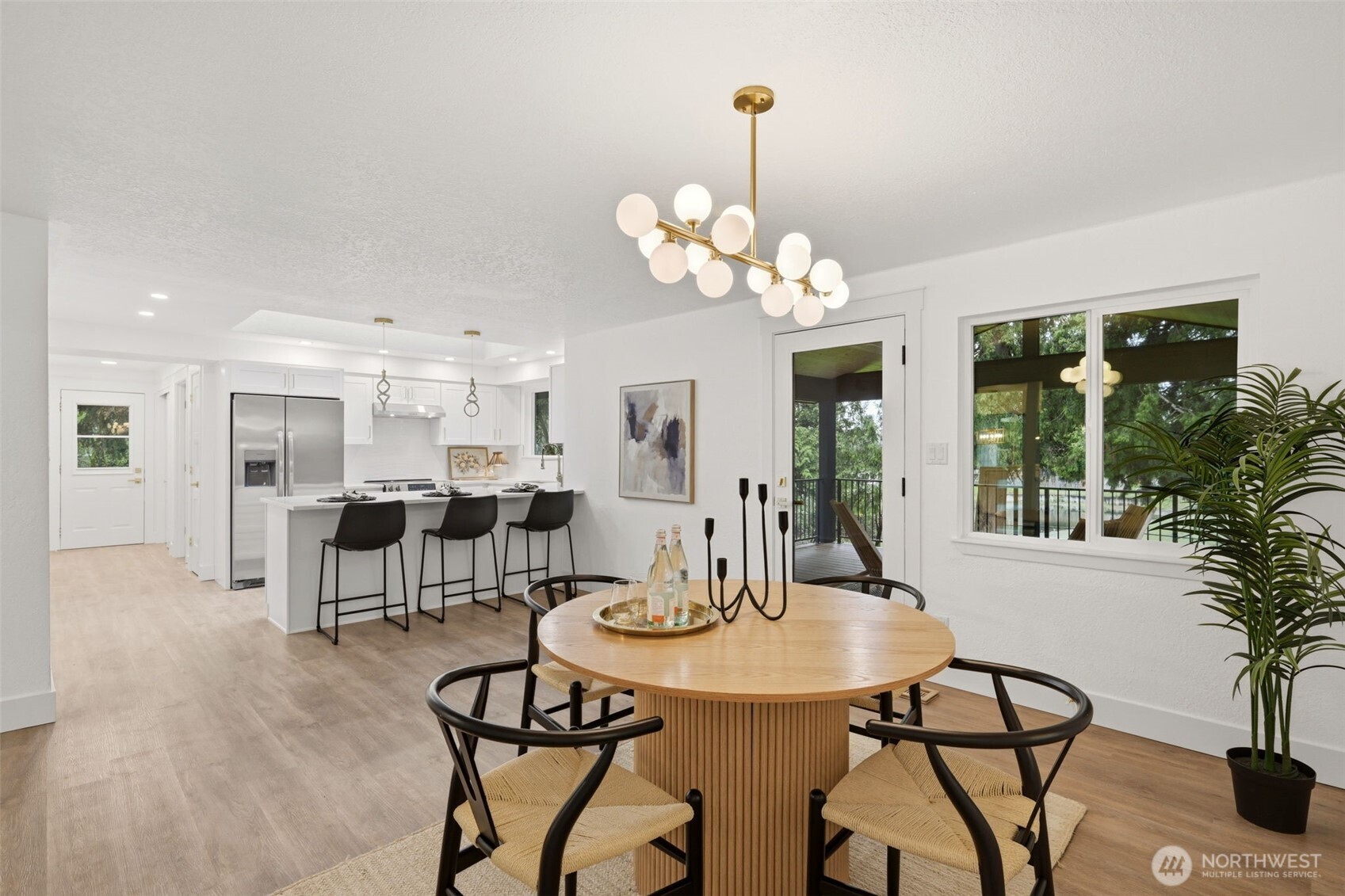 Dining room with door to deck