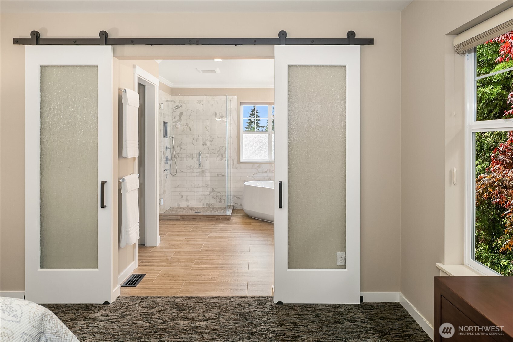 Custom entryway to the private bath.