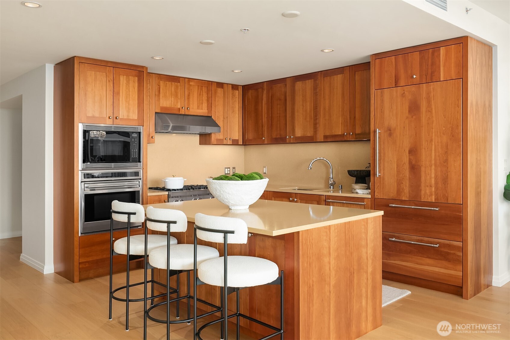 Fully refinished cabinets that look and feel like new.