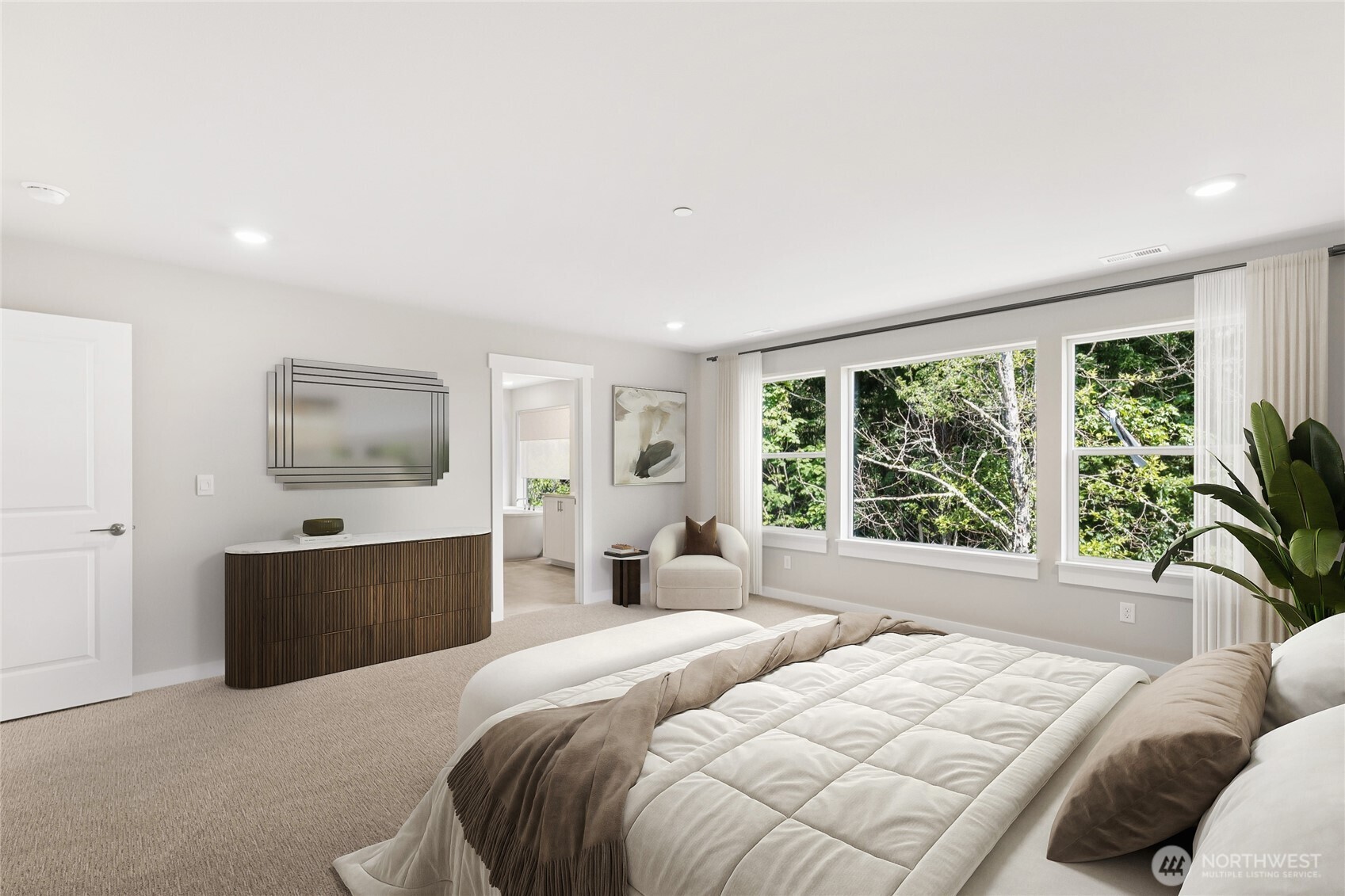 Virtually staged primary bedroom - very spacious!