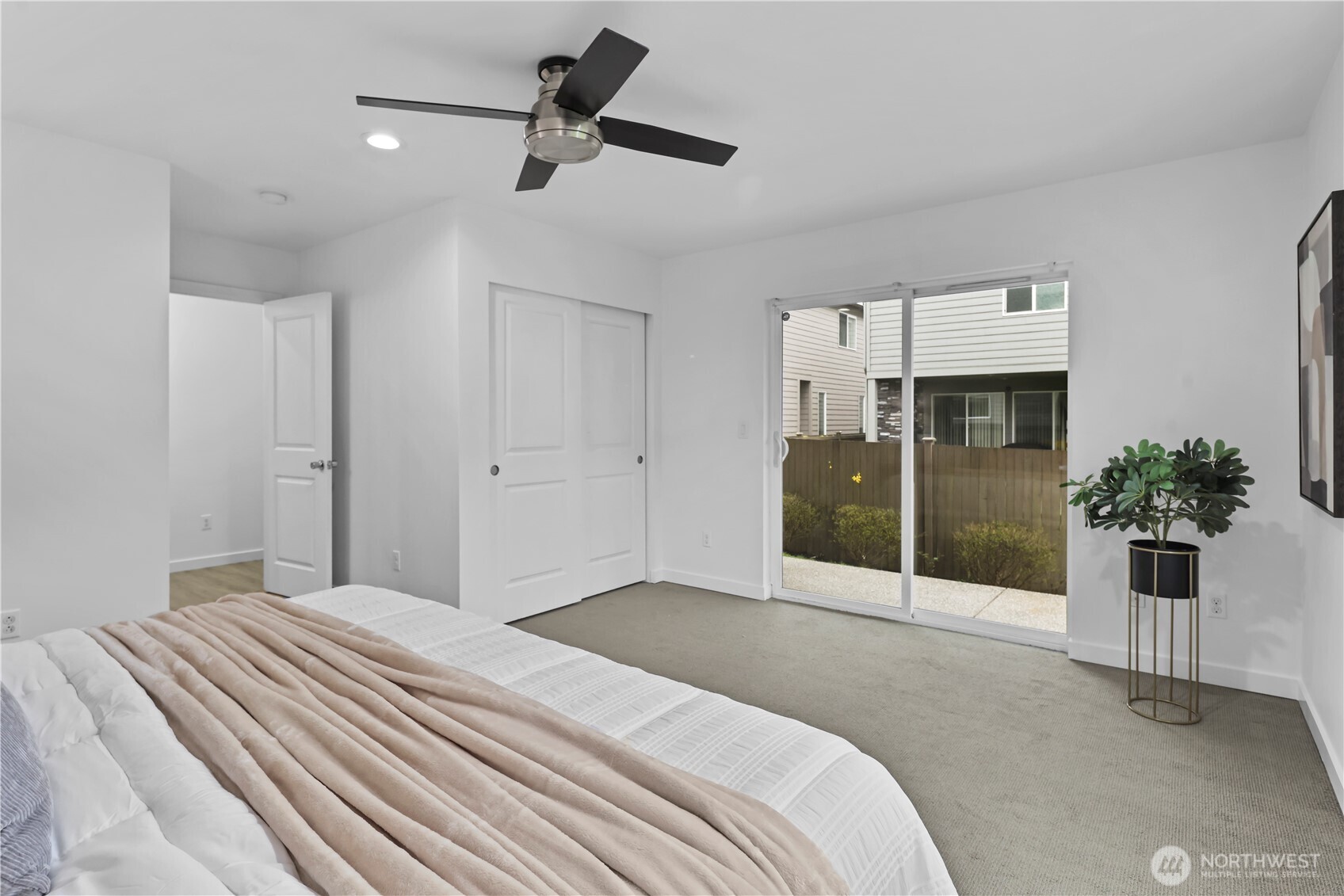 This main floor bedroom has access to outside