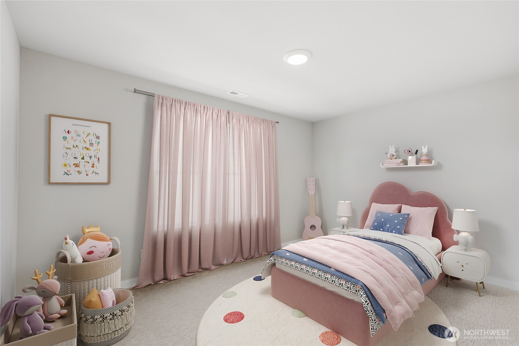 One of 6 bedrooms - virtual staging.