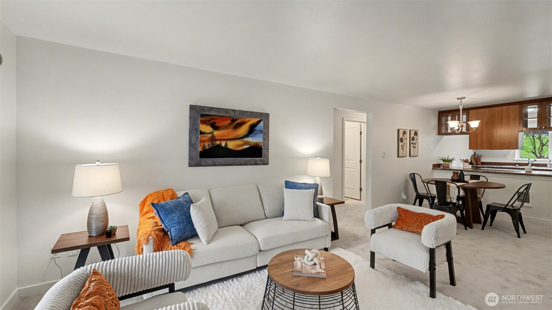 Open layout living and dining, with ease of access to kitchen.