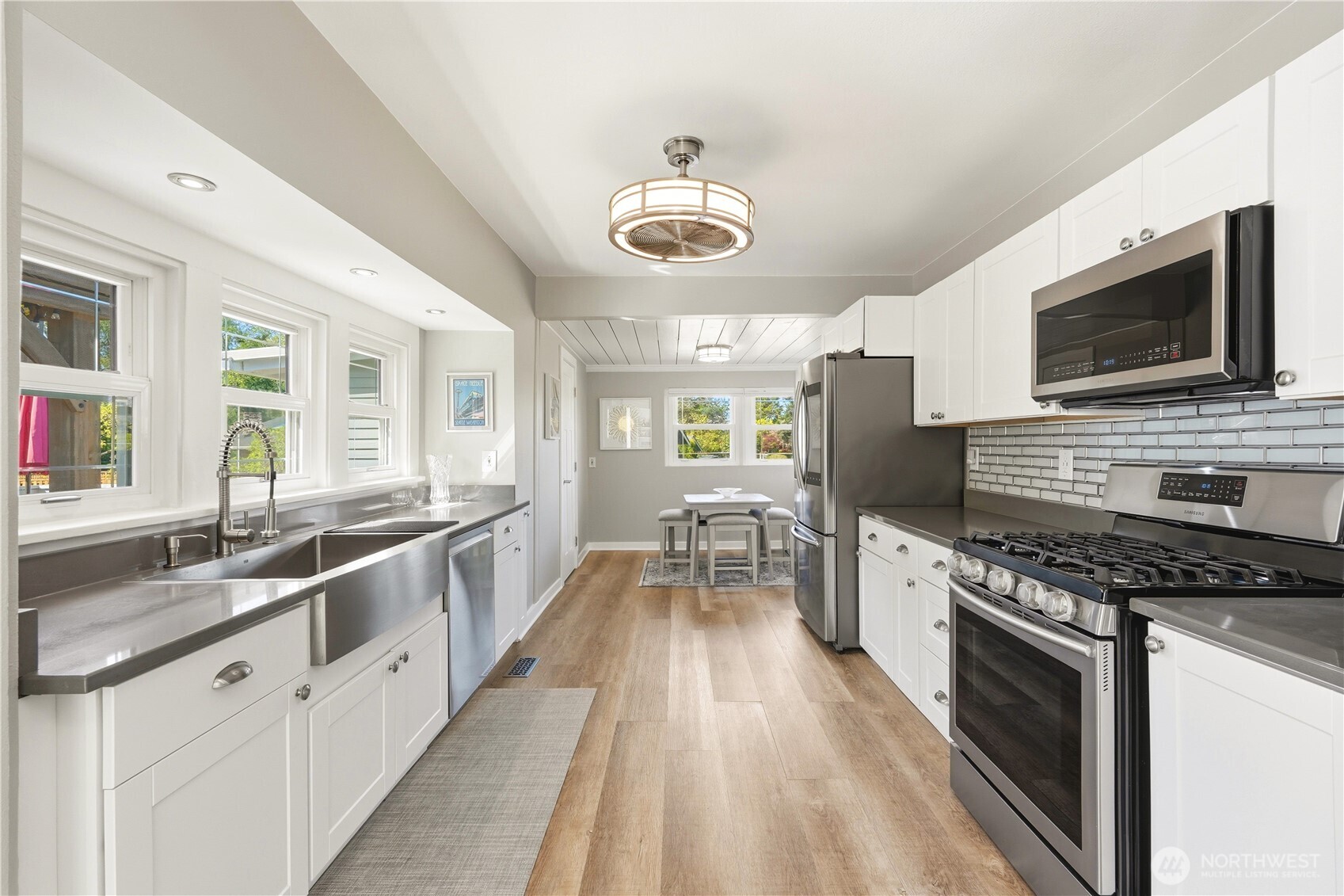 Remodeled kitchen with breakfast nook.