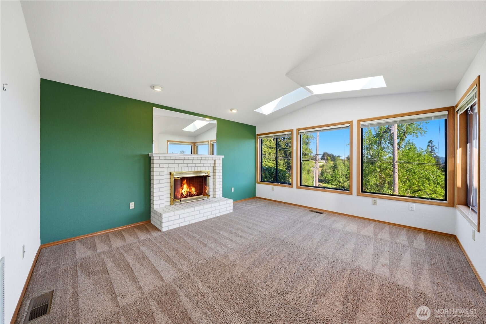 One more photo of the living room with windows looking out to the west.