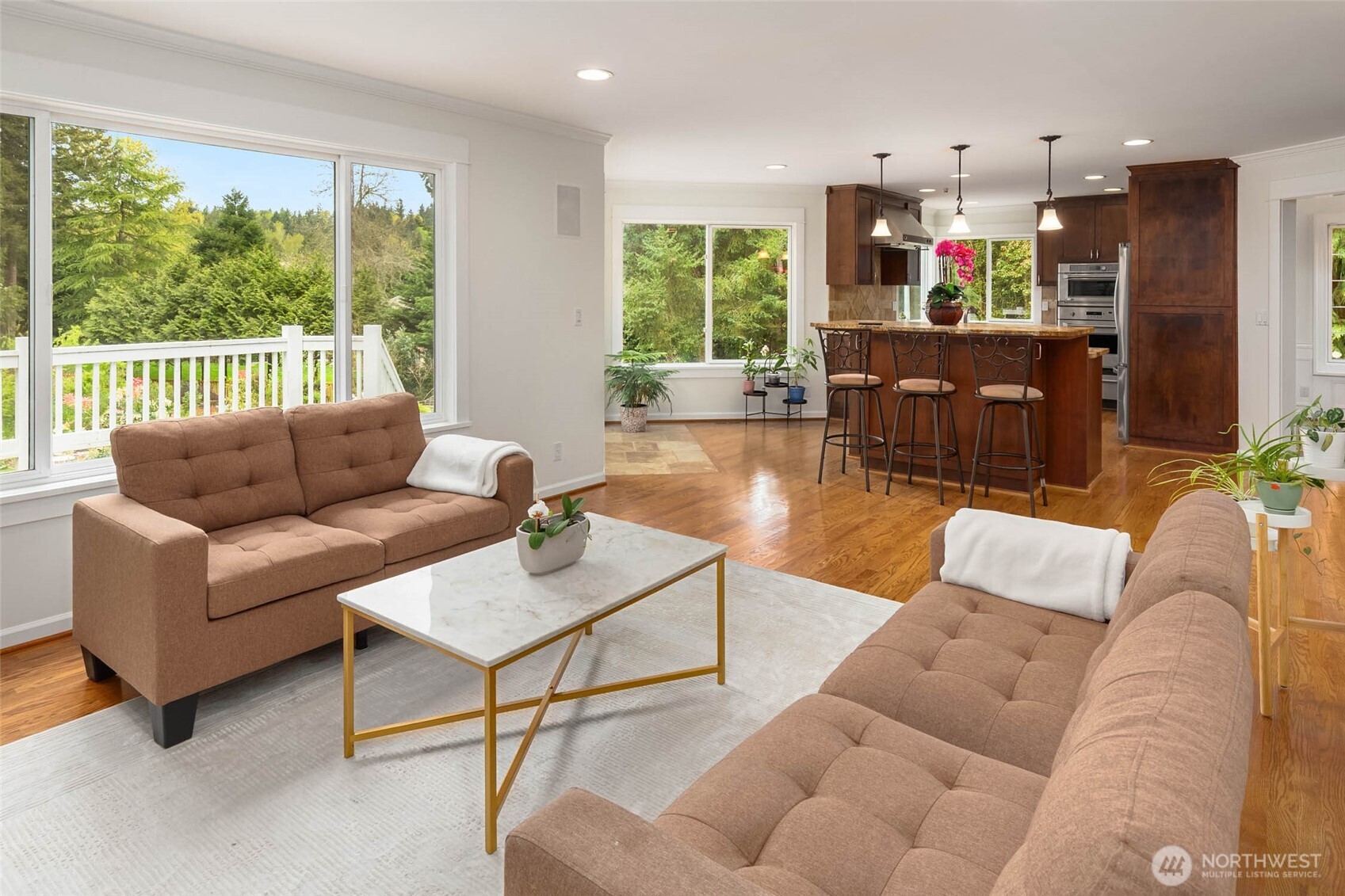 Access to the deck and backyard right off the kitchen and living area.
