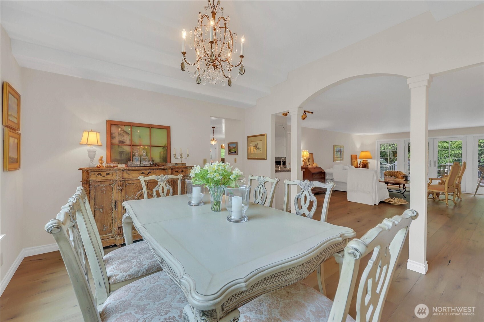 Dining room opends to the family room for great flow.