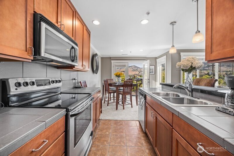 Kitchen with stainless steel appliances