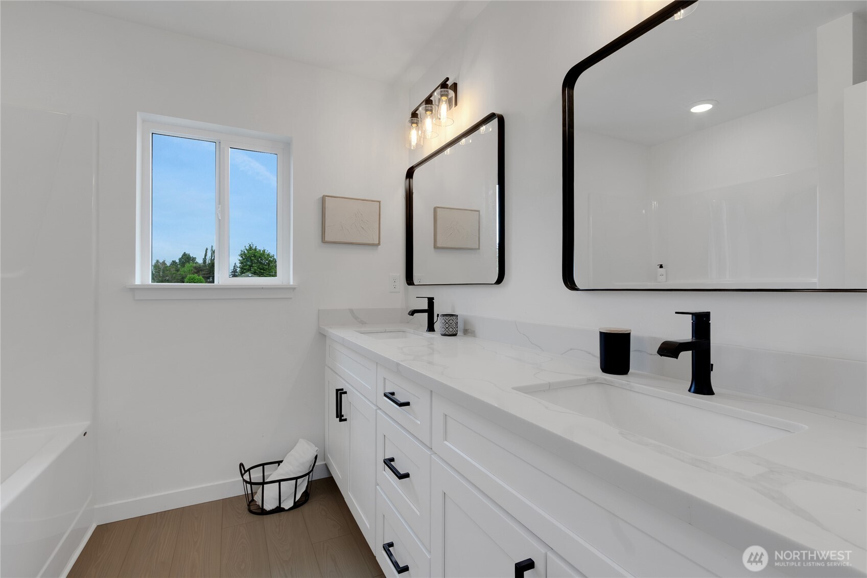 Upstairs Bathroom with Double Vanity.