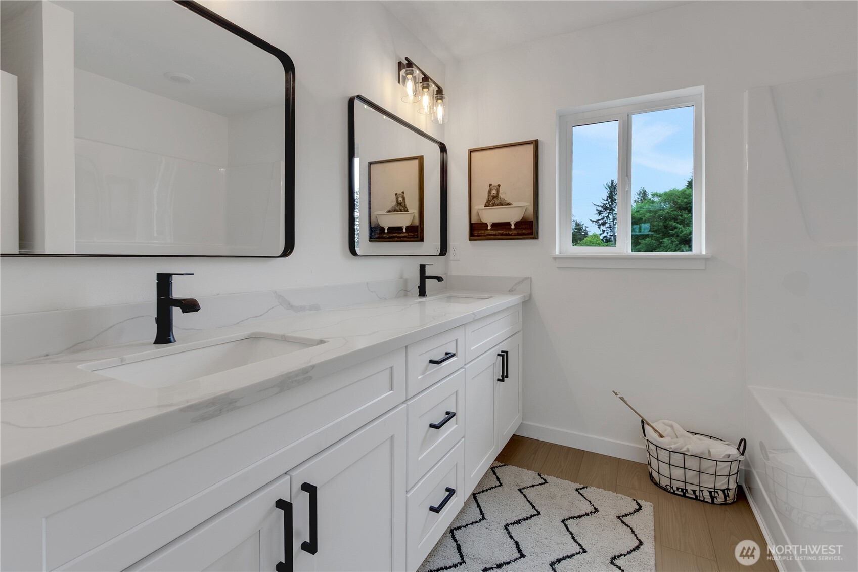 Upstairs Bathroom with Double Vanity.