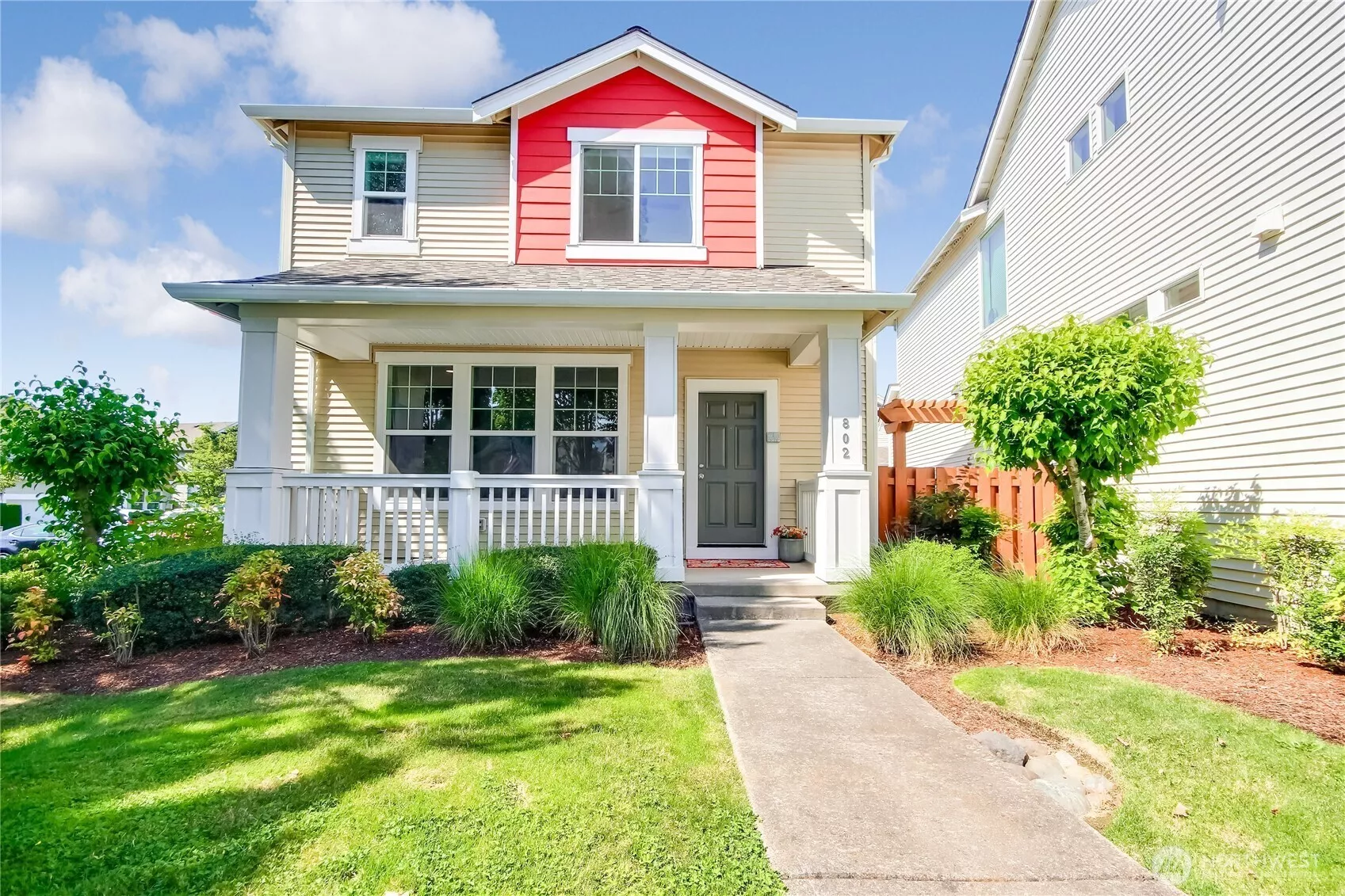 Wonderful 2 story home with 3 bedrooms, 2.5 baths, private backyard, alley load 2 car garage, big corner lot with no maintenance front & side yard that are maintained for you & so many upgraded features inside we had to make a list! ( at end of photos)
