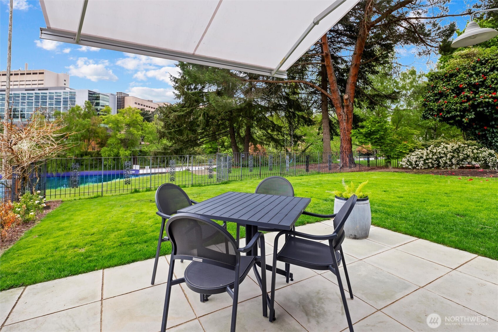 Sun-drenched waterside patio