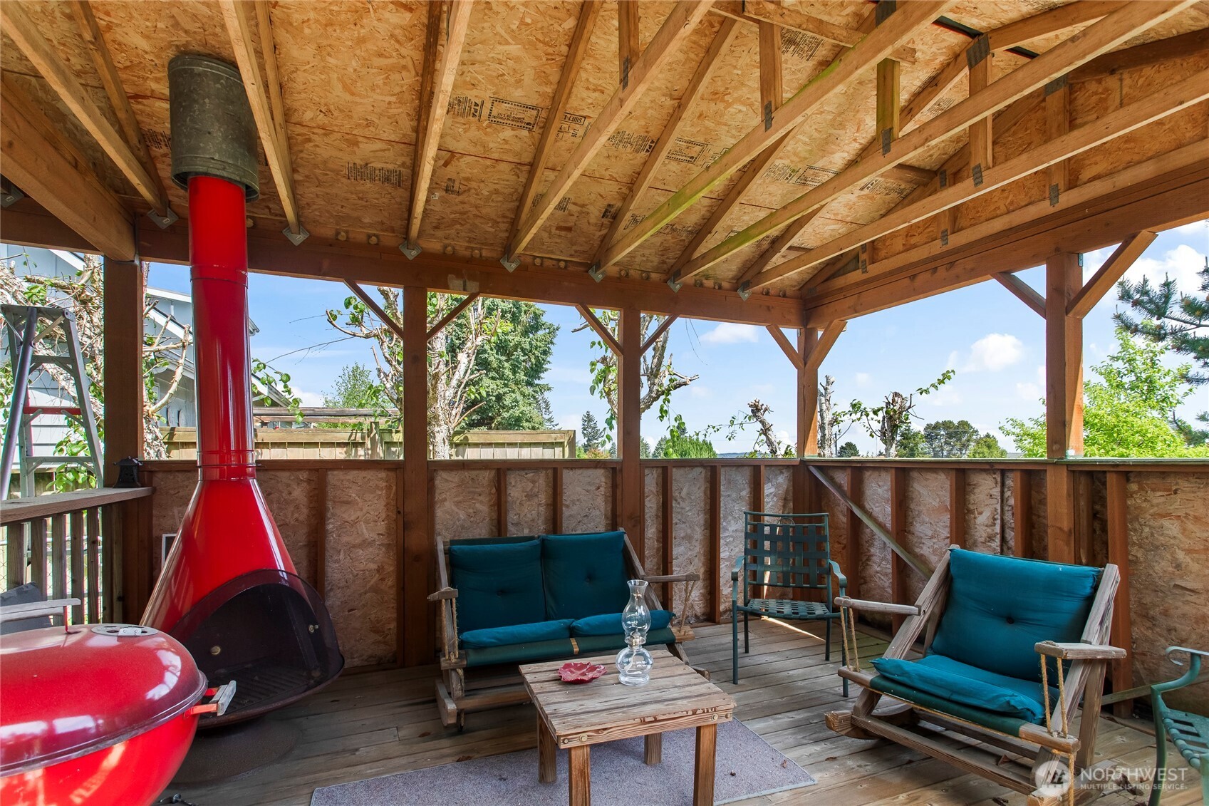 Covered hangout area with views