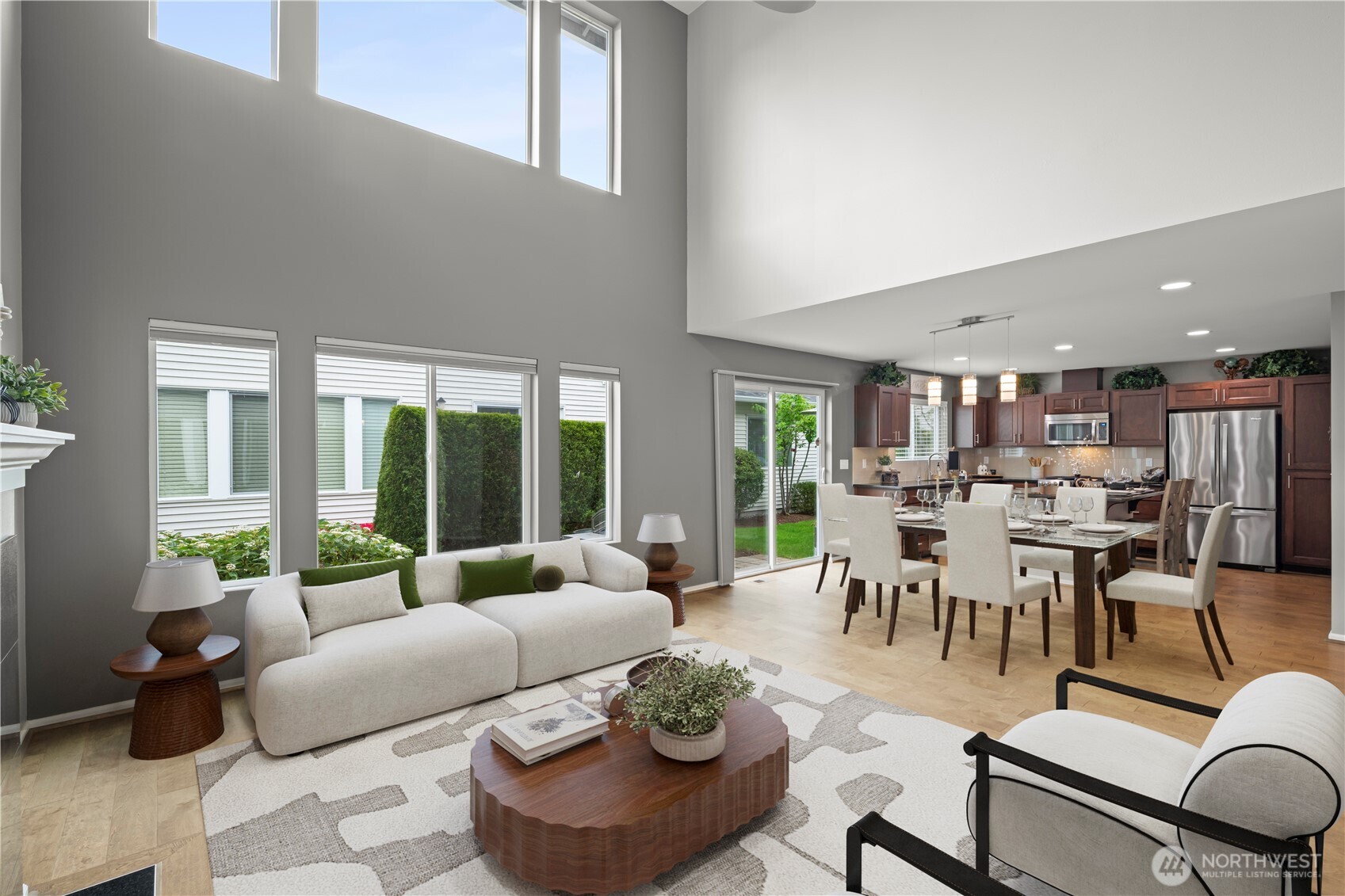 Virtually Staged Living Room & Dining Room