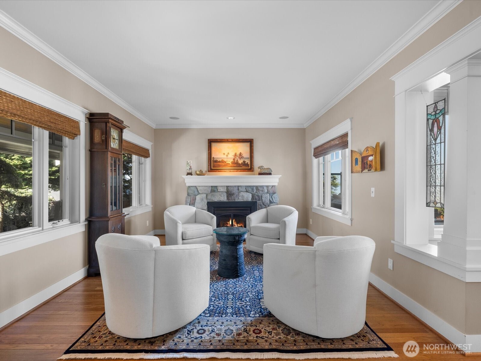 Cozy gas fireplace