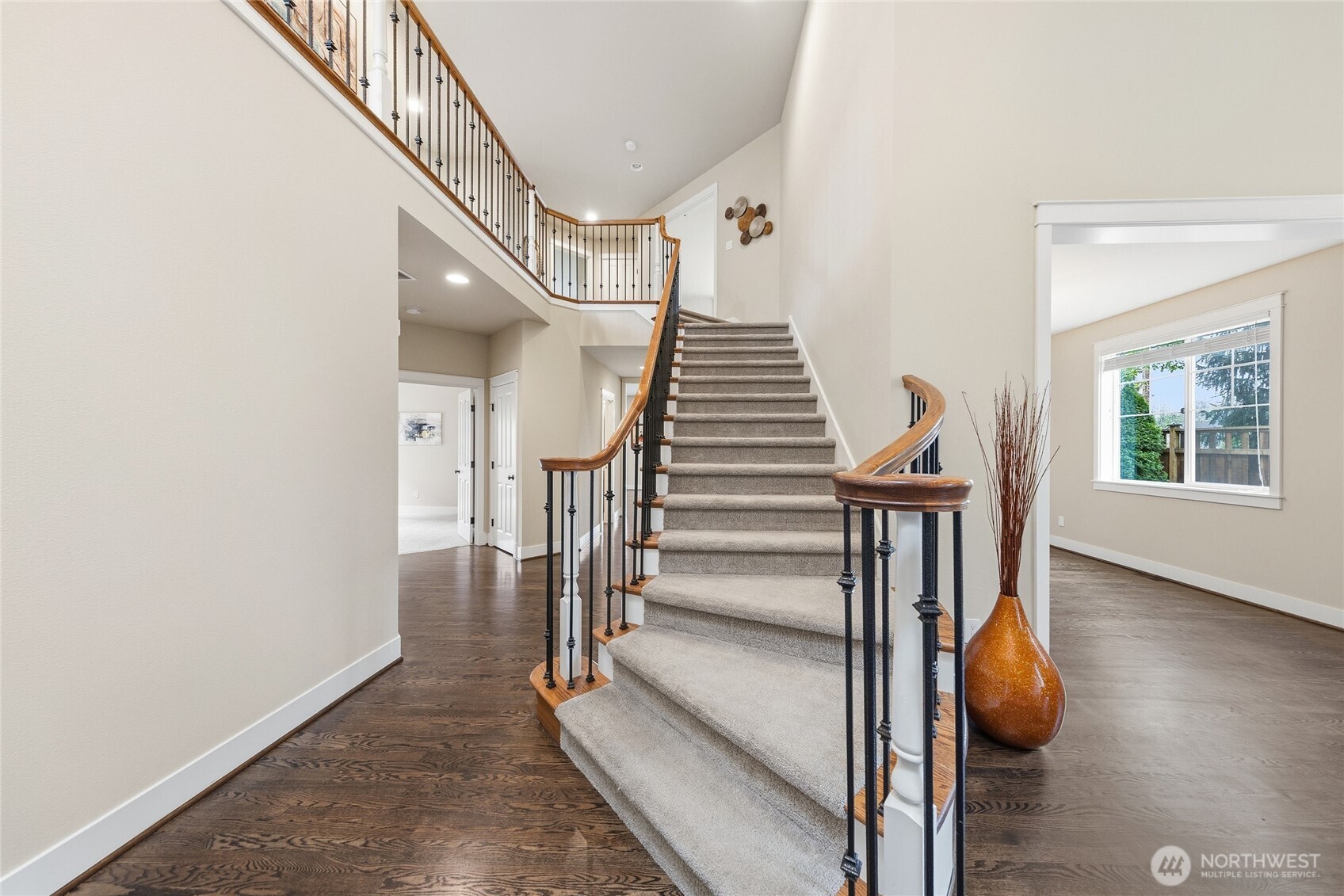 Grand staircase with iron spindles