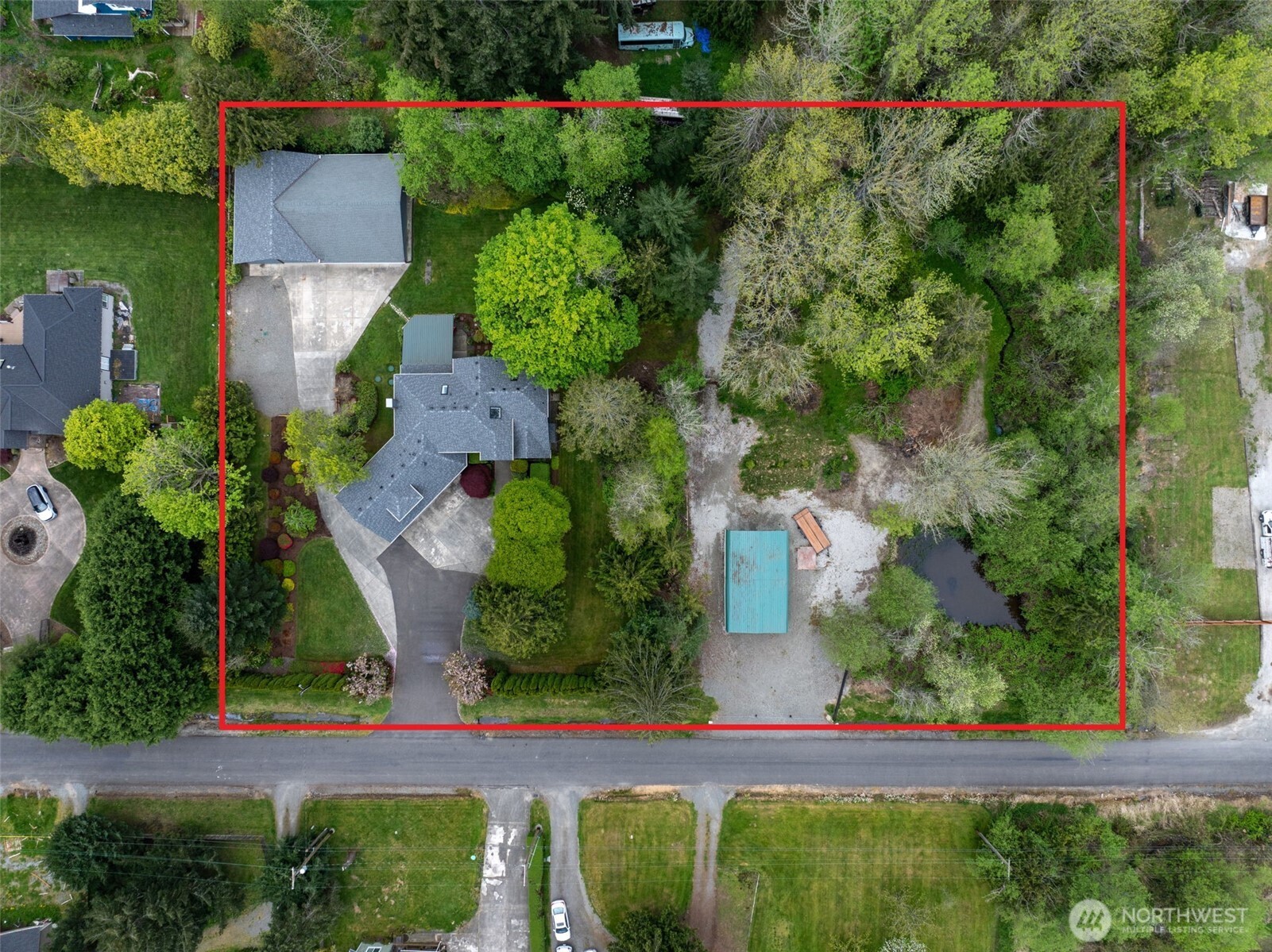 Aerial shot of entire 2 acre parcels