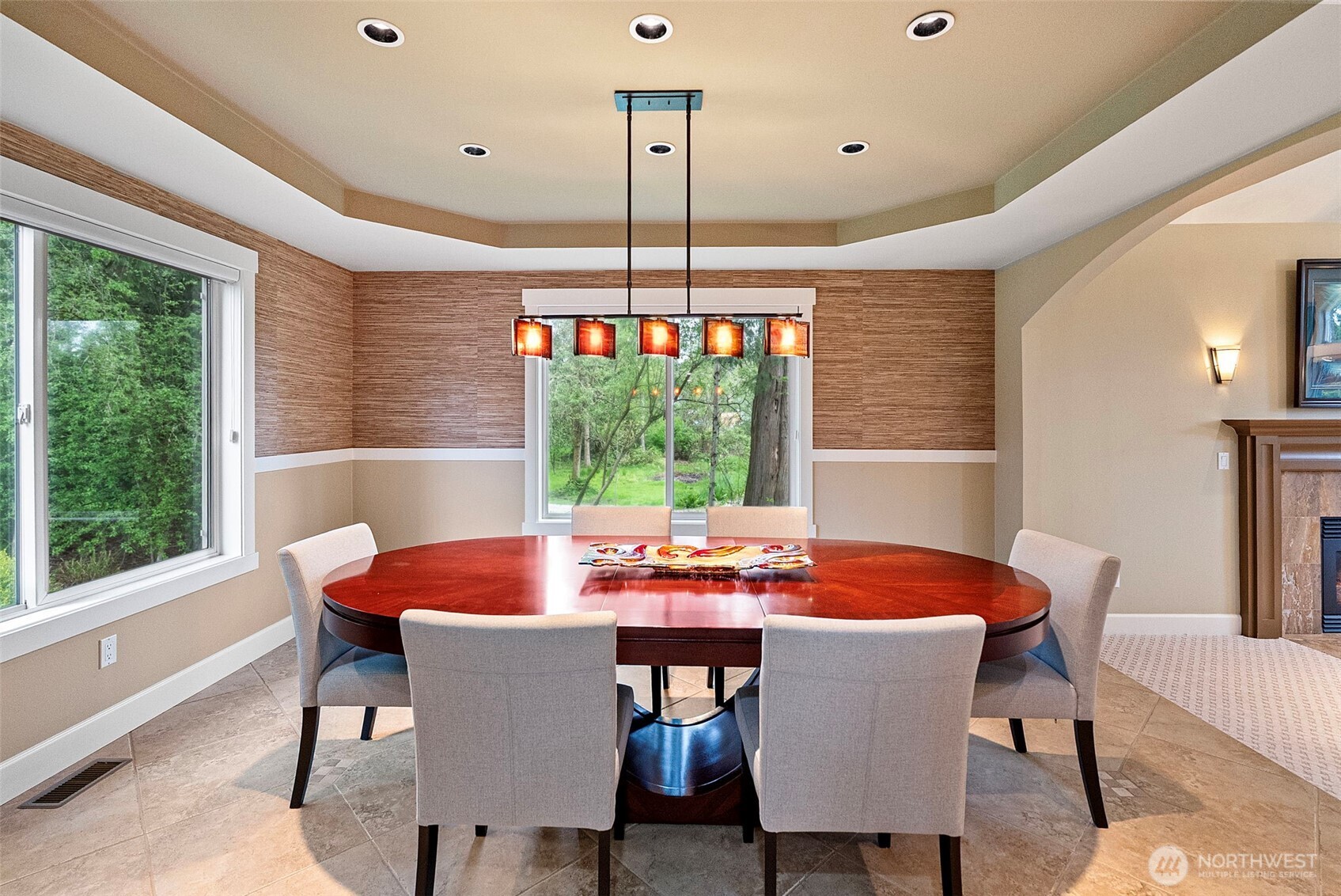 Formal Living Room with Travertine tile