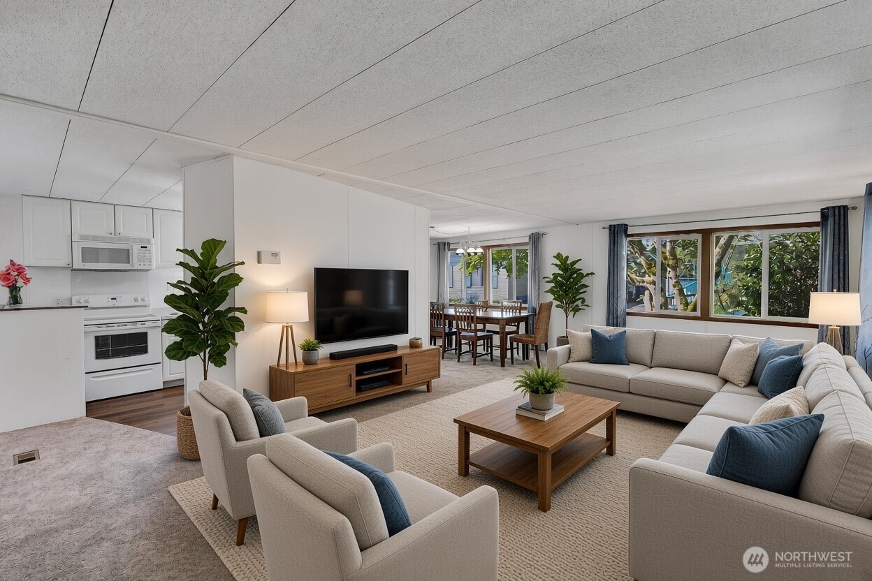 Living room virtually staged