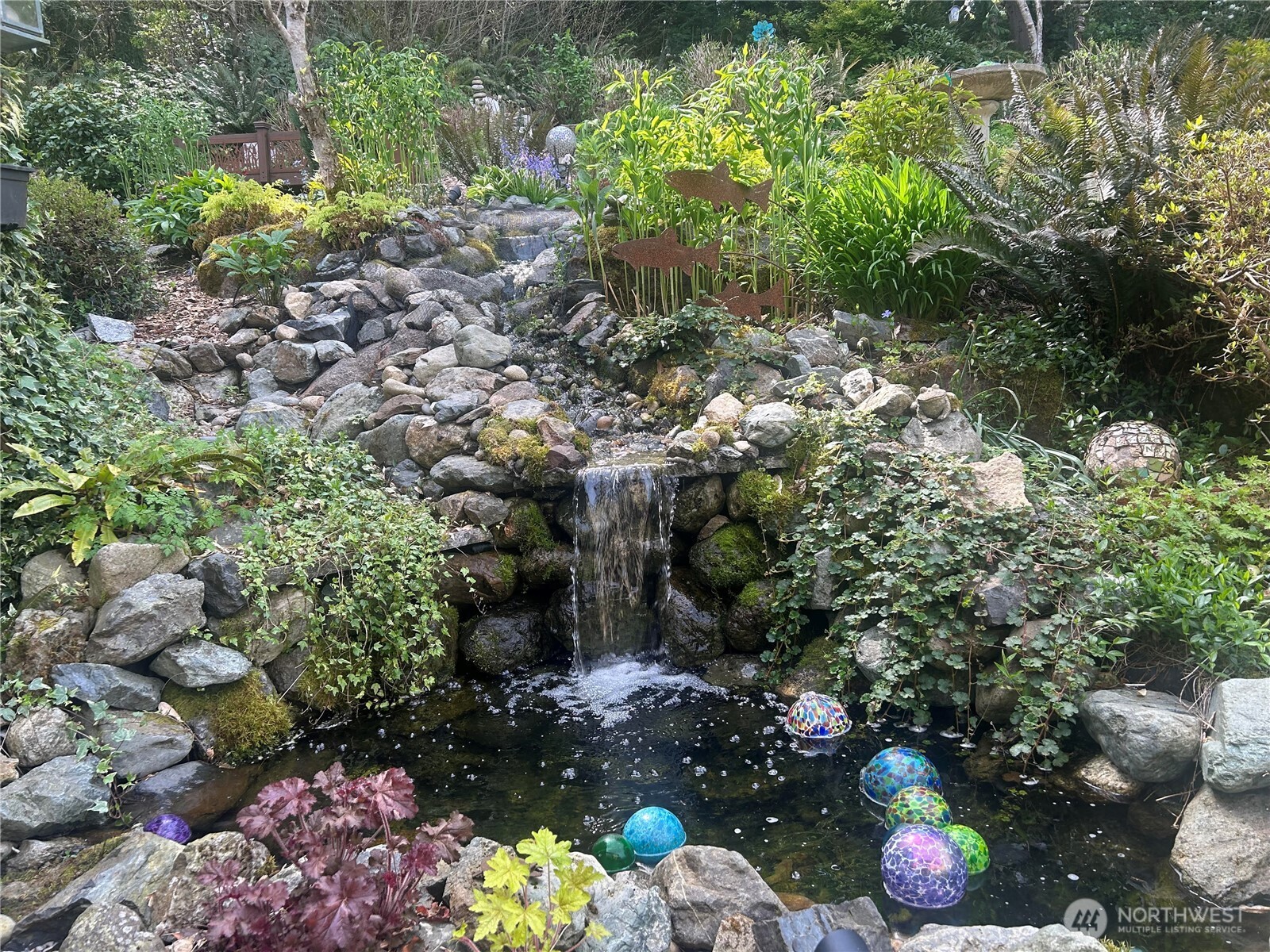 patio pond next to gazebo