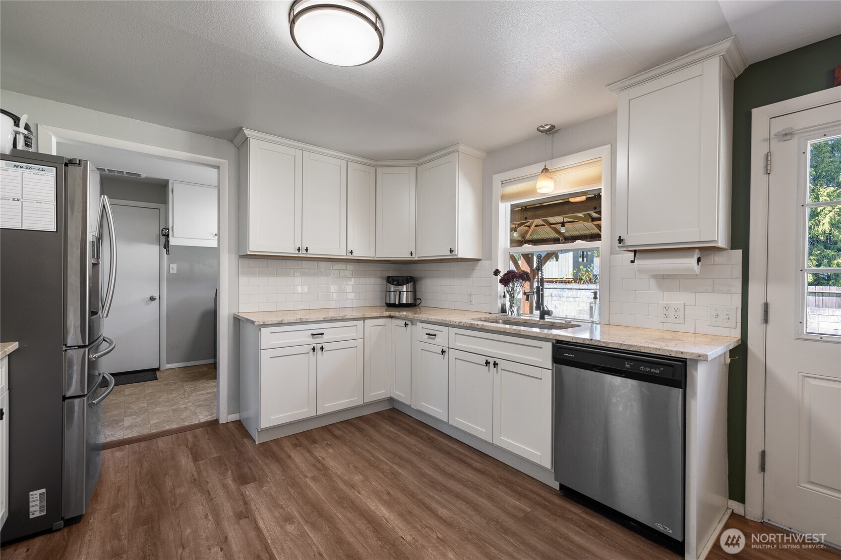 from kitchen to utility room to garage